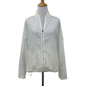 Nike Dry Bliss Jacket Womens XS White Butter Zip Up Lightweight Training Unlined